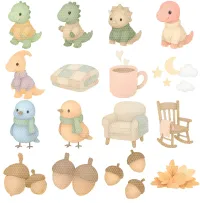 Cute Dinosaur Snuggle Clipart PNG - Extended License – Image 3