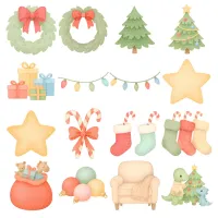 Christmas Dinosaur Sparkle Clipart PNG - Extended License – Image 2