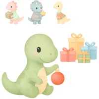 Christmas Dinosaur Sparkle Clipart PNG - Extended License – Image 4