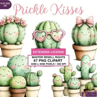 Cute Cactus Love Clipart PNG - Extended License – Image 1