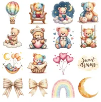 Rainbow Teddy Bear Clipart PNG - Extended License – Image 3