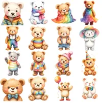 Rainbow Bear Characters Clipart PNG - Extended License – Image 2