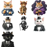 Fancy Cat Characters Clipart PNG - Extended License – Image 2
