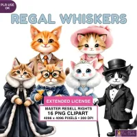 Fancy Cat Characters Clipart PNG - Extended License – Image 1