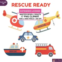 Emergency Rescue Vehicles Clipart PNG - Extended License – Image 1