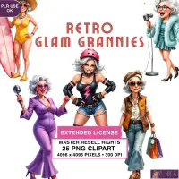 Retro Glam Granny Clipart PNG - Extended License – Image 1