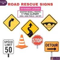 Road Safety Signs Clipart PNG - Extended License – Image 1