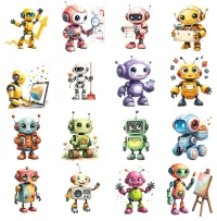 Cute Robot Characters Clipart PNG - Extended License – Image 3