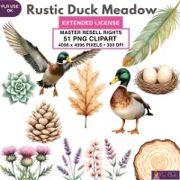 Duck Meadow Nature Clipart PNG - Extended License – Image 1