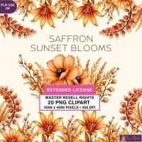 Saffron Floral Blooms Clipart PNG - Extended License – Image 1