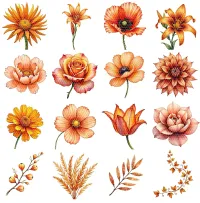 Saffron Floral Blooms Clipart PNG - Personal Use License – Image 2