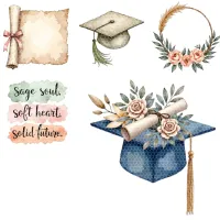 Graduation Sage Aesthetic Clipart PNG - Extended License – Image 5
