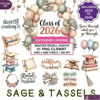Graduation Sage Aesthetic Clipart PNG - Extended License – Image 1