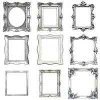 Ornate Silver Frames Clipart PNG - Extended License – Image 2