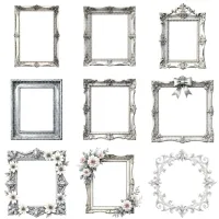 Ornate Silver Frames Clipart PNG - Extended License – Image 4