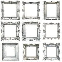 Ornate Silver Frames Clipart PNG - Extended License – Image 8