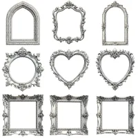 Ornate Silver Frames Clipart PNG - Extended License – Image 7