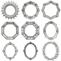 Ornate Silver Frames Clipart PNG - Extended License – Image 6