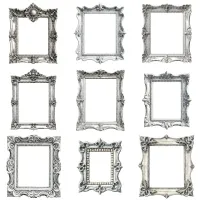 Ornate Silver Frames Clipart PNG - Extended License – Image 3