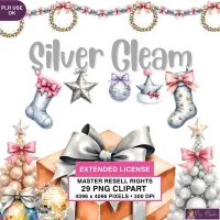 Silver Holiday Decor Clipart PNG - Extended License – Image 1
