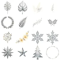 Minimal Silver Winter Clipart PNG - Extended License – Image 2
