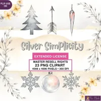 Minimal Silver Winter Clipart PNG - Extended License – Image 1