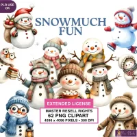 Winter Snowman Clipart PNG - Extended License – Image 1