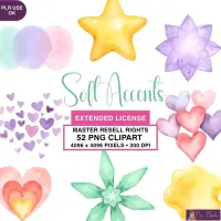 Pastel Hearts and Shapes Clipart PNG - Extended License – Image 1