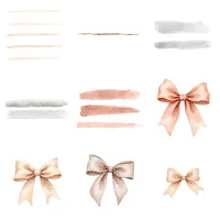 Neutral Bow and Stationery Clipart PNG - Extended License – Image 7