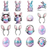 Disco Easter Bunny Clipart PNG - Personal Use License – Image 2