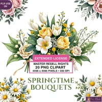 Spring Floral Bouquet Clipart PNG - Extended License – Image 1