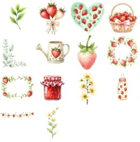 Strawberry Bunny Picnic Clipart PNG - Extended License – Image 3