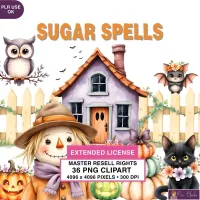 Cute Halloween Farm Clipart PNG - Extended License – Image 1