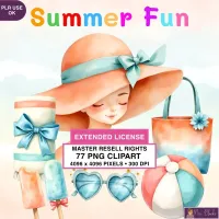 Beach Summer Accessories Clipart PNG - Extended License – Image 1