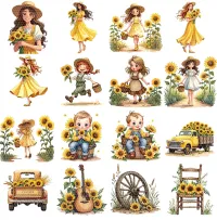 Sunflower Kids Summer Clipart PNG - Extended License – Image 2