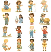 Kids Farm Homestead Clipart PNG - Extended License – Image 2