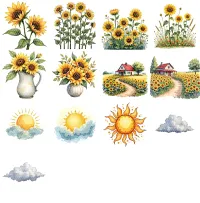 Sunflower Garden Vintage Clipart PNG - Extended License – Image 3