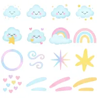 Cute Sun Moon Stars Clipart PNG - Extended License – Image 4