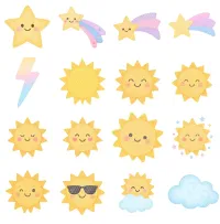 Cute Sun Moon Stars Clipart PNG - Extended License – Image 3