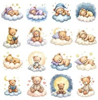 Cute Teddy Bear Sleep Clipart PNG - Extended License – Image 2