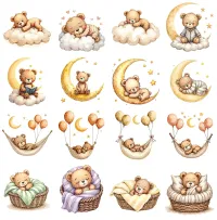 Cute Teddy Bear Sleep Clipart PNG - Extended License – Image 3