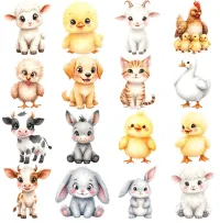 Cute Baby Farm Animals Clipart PNG - Extended License – Image 2