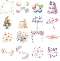 Cute Dinosaur Tea Party Clipart PNG - Extended License – Image 3