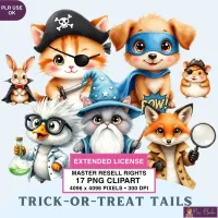 Cute Animal Costume Halloween Clipart PNG - Extended License – Image 1