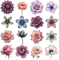 Dark Floral Garden Clipart PNG - Extended License – Image 2