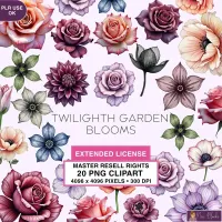 Dark Floral Garden Clipart PNG - Extended License – Image 1