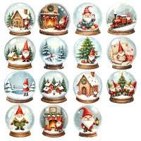 Christmas Gnome Snow Globe Clipart PNG - Extended License – Image 2