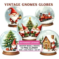 Christmas Gnome Snow Globe Clipart PNG - Extended License – Image 1