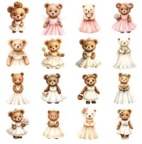 Cute Wedding Bear Clipart PNG - Extended License – Image 2