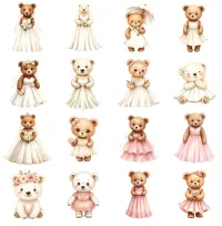 Cute Wedding Bear Clipart PNG - Extended License – Image 3